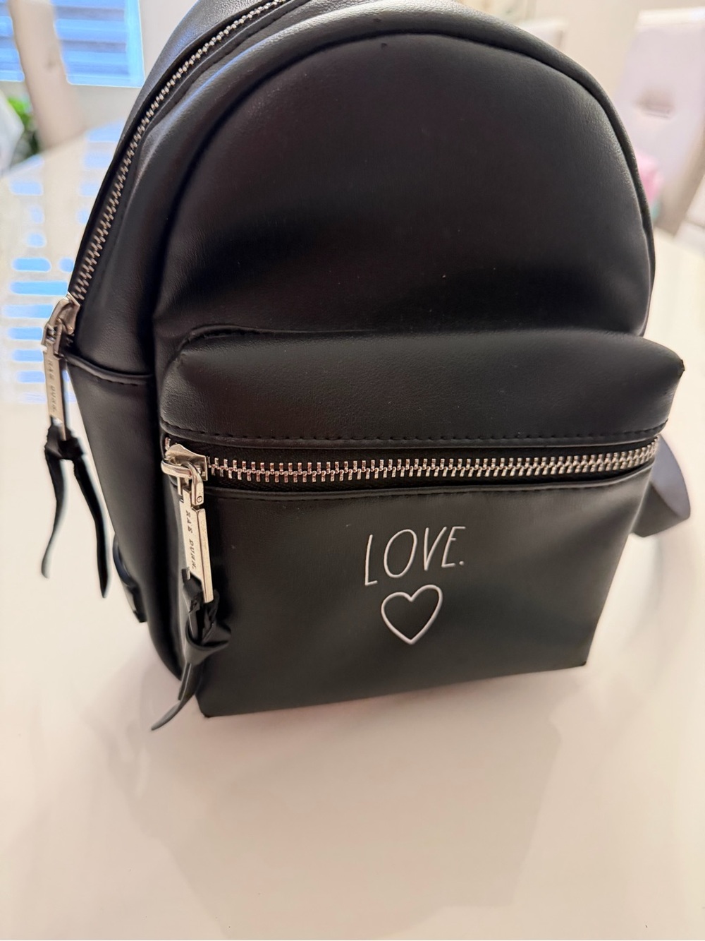 Rae Dunn Black Mini Backpack with LOVE Front Pocket